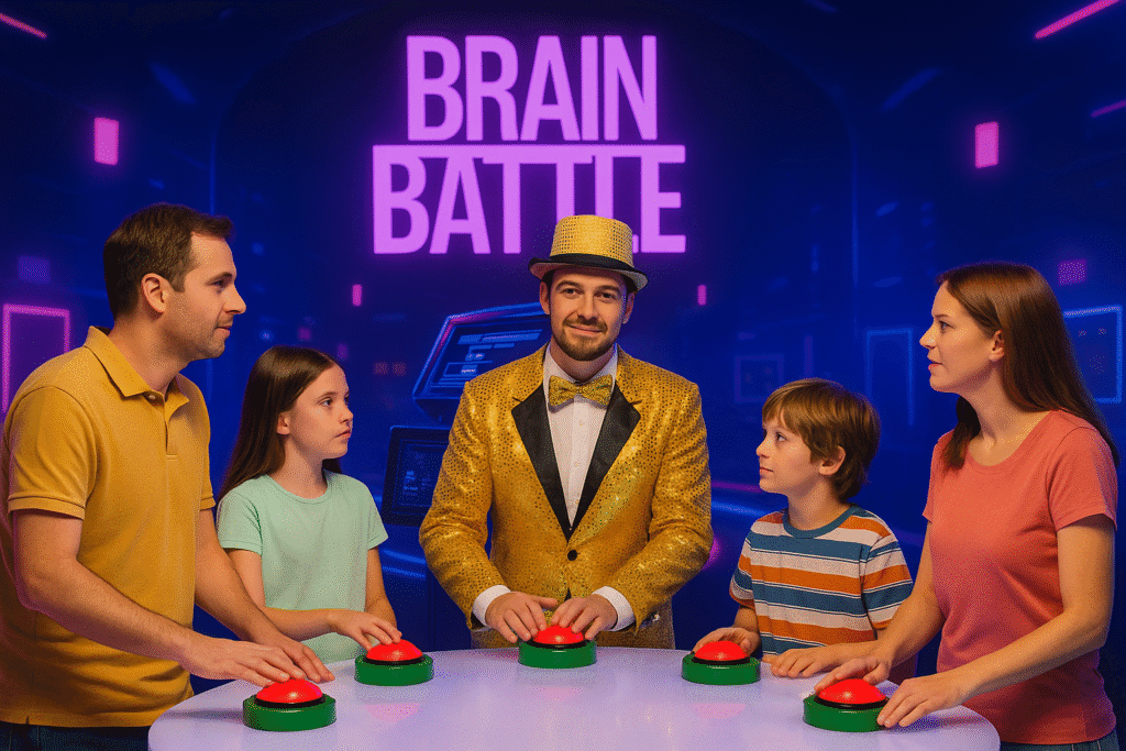 Image of people solving a quiz on a laptop - Participants in the "Battle of the Minds" quiz, focused on logical tasks.